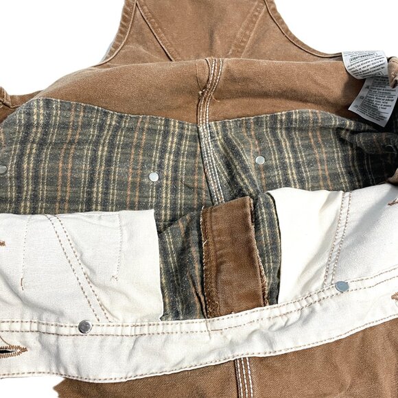 Carhartt Overalls Men’s 30x30 Duck Canvas Bib Double Knee Flannel Lined R42 BRN - Picture 7 of 16